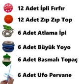 48 Adet Karışık Nostalji Oyuncak Eğlence Seti - Topaç-Yoyo-Ufo Fırfır-İpli Fırfır-Atlama İpi thumbnail 4