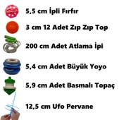 48 Adet Karışık Nostalji Oyuncak Eğlence Seti - Topaç-Yoyo-Ufo Fırfır-İpli Fırfır-Atlama İpi thumbnail 3