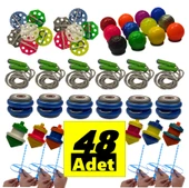 48 Adet Karışık Nostalji Oyuncak Eğlence Seti - Topaç-Yoyo-Ufo Fırfır-İpli Fırfır-Atlama İpi thumbnail 2