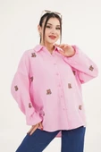 Şeker Pembesi Teddy Nakışlı Gömlek - 1