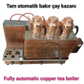 3 demlikli bakır çay kazanı elektrik +Tüplü tam otomatik Çay ocağı Osmanlı tuğra model Çay semaveri thumbnail 6