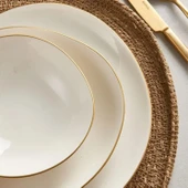 Güral Porselen Asimetrik Roden 24 Parça 6 Kişilik Yemek Takımı Gold File - 2