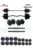 Mocca Style 98 Kg Z-Barlı MEGASET Halter Seti Ve Dambıl Seti ,Ağırlık Seti, Fitnes (PLAKA AĞIRLIĞI 90 Kg) - 1