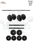 Mocca Style 22 Kg 150 Cm Barlı Halter Seti Ve Dambıl Seti Ağırlık Fitness Seti - 1