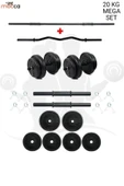 Mocca Style 20 Kg Z-barlı Megaset Halter Seti Ve Dambıl Seti Ağırlık Fitness Seti - 2