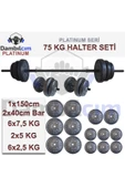 Dambılcım Platinum 75 kg Halter Seti 75 kg Dambıl Seti Ağırlık Seti Vücut Geliştirme Aleti - 3