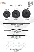Dambılcım Mocca Style 88 Kg Z-barlı Megaset Halter Seti Ve Dambıl Seti ,ağırlık Seti, Fitnes - 3