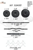 Mocca Style 48 Kg Z-barlı Megaset Halter Seti Ve Dambıl Seti ,ağırlık Seti , Fitness Seti - 2