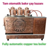 3 gözlü Bakır Tam Otomatik Çay Kazanı Elektrik + doğalgazlı Ce Belgeli ve  Gazmer açılış onaylı Tam Dijital çakmaklı Prizma Alt Tabanlı Tam otomatik çay kazanı. thumbnail 7