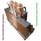 3 gözlü Bakır Tam Otomatik Çay Kazanı Elektrik + doğalgazlı Ce Belgeli ve  Gazmer açılış onaylı Tam Dijital çakmaklı Prizma Alt Tabanlı Tam otomatik çay kazanı. thumbnail 6