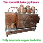 3 gözlü Bakır Tam Otomatik Çay Kazanı Elektrik + doğalgazlı Ce Belgeli ve  Gazmer açılış onaylı Tam Dijital çakmaklı Prizma Alt Tabanlı Tam otomatik çay kazanı. thumbnail 4