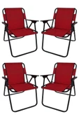 Bofigo 4 Adet Kamp Sandalyesi Katlanır Sandalye Piknik Sandalyesi Plaj Sandalyesi Kırmızı thumbnail 1