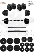 Dambılcım Mocca Style 88 Kg Z-barlı Megaset Halter Seti Ve Dambıl Seti ,ağırlık Seti, Fitnes - 1