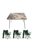 Mocca Style 60 x 80 Katlanır Mermer Masa+ 3 Adet Yeşil Rejisör, Sandalye Piknik Plaj Sandalyesi thumbnail 2