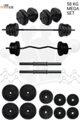 Mocca Style 58 Kg Z-barlı Megaset Halter Seti Ve Dambıl Seti Ağırlık Fitness Seti - 1