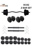 Mocca Style 95 KG Z Barlı Ağırlık Seti 95 Kg Vücut Geliştirme Aleti Halter Seti (90 kg Plaka Ağırlığı) - 1