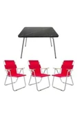 Mocca Style 60x80 Katlanır Masa + 3 Adet Kırmızı Kamp Sandalyesi Katlanır Sandalye - 1
