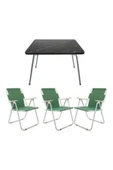 Mocca Style 60x80 Katlanır Masa + 3 Adet Yeşil Kamp Sandalyesi Katlanır Sandalye thumbnail 1