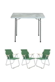 Bofigo 60x80 Çam Katlanır Masa + 3 Adet Katlanır Sandalye Kamp Seti Bahçe Balkon Takımı Yeşil thumbnail 1