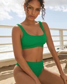 Dokulu kumaş çift askılı bikini takım - 8