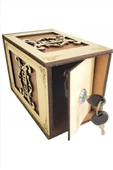 Ahşap Tip Box Bahşiş Kutusu Anahtarlı Tip Box Kutusu Ahşap Kumbara - 4