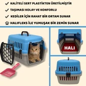 Beylini Kedi Köpek Evcil Hayvan Taşıma Kutusu Yumuşak Zeminli Portatif Seyahat Veteriner Uyumlu Hafif Evcil Hayvan Çantası Pratik Kullanımlı Evcil Hayvan Taşıyıcı Mavi 28X33X45 cm - 3