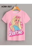 Çocuk Pembe Bebek Baskılı Oversize Bisiklet Yaka Tişört - 1