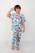 Erkek Çocuk %100 Pamuk Baskılı Pijama Takımı – Kısa Kollu, Sevimli Desenler - 7