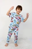 Erkek Çocuk %100 Pamuk Baskılı Pijama Takımı – Kısa Kollu, Sevimli Desenler - 6
