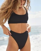 Dokulu kumaş çift askılı bikini takım - 12