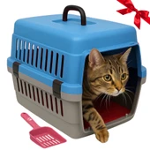 Beylini Kedi Köpek Evcil Hayvan Taşıma Kutusu Yumuşak Zeminli Portatif Seyahat Veteriner Uyumlu Hafif Evcil Hayvan Çantası Pratik Kullanımlı Evcil Hayvan Taşıyıcı Mavi 28X33X45 cm - 1