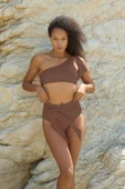 Kahve Bağlamalı Toparlayıcı Bikini Takım DB200552BT - 3