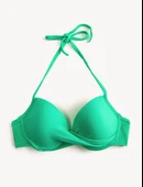 Push Up Boyundan Bağlamalı Balenli Dokulu Bikini Üstü - 2