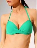 Push Up Boyundan Bağlamalı Balenli Dokulu Bikini Üstü - 1