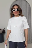 Fiyonklu Beyaz T-Shirt - 1