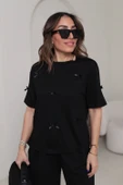 Fiyonklu Siyah T-Shirt - 1