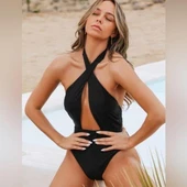 SİYAH BOYUNDAN ÇARPRAZ BAĞLAMALI MAYO DB200567M - 7