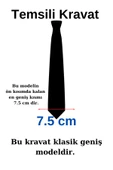 Esgue Hand Made 7.5 cm Kahve Lacivert Mendilli Kravat - 6