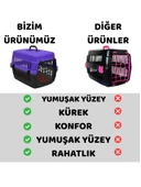 Beylini Kedi Köpek Evcil Hayvan Taşıma Kutusu Yumuşak Zeminli Portatif Seyahat Veteriner Uyumlu Hafif Evcil Hayvan Çantası Pratik Kullanımlı Evcil Hayvan Taşıyıcı Mor 28X33X45 cm - 1