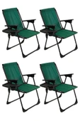 moniev Natura 4 Adet Kamp Sandalyesi Katlanır Piknik Sandalye Dikdörtgen Bardaklıklı Yeşil thumbnail 1