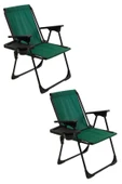 moniev Natura 2 Adet Kamp Sandalyesi Katlanır Piknik Sandalye Dikdörtgen Bardaklıklı Yeşil - 1
