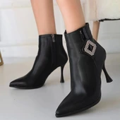 Moose Siyah Cilt Topuklu Bot thumbnail 4