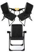 moniev Silva 3 Adet Kamp Sandalyesi Bardaklıklı Lüks Piknik Sandalye Siyah thumbnail 1