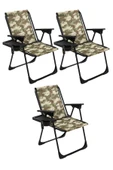 moniev Natura 3 Adet Kamp Sandalyesi Katlanır Piknik Sandalye Dikdörtgen Bardaklıklı Kamuflaj thumbnail 1