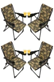 moniev Silva 4 Adet Kamp Sandalyesi Bardaklıklı Lüks Piknik Sandalye Kamuflaj - 1