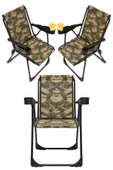 moniev Silva 3 Adet Kamp Sandalyesi Bardaklıklı Lüks Piknik Sandalye Kamuflaj - 1