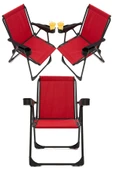 moniev Silva 3 Adet Kamp Sandalyesi Bardaklıklı Lüks Piknik Sandalye Kırmızı - 1