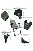 moniev Natura 4 Adet Kamp Sandalyesi Katlanır Piknik Sandalye Oval Bardaklıklı Gri Katlanır Mdf Masa - 2