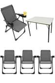 moniev Silva 4 Adet Kamp Sandalyesi Bardaklıklı Lüks Piknik Sandalye Gri Katlanır Mdf Masa thumbnail 1