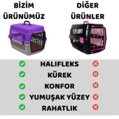 Beylini Kedi Köpek Evcil Hayvan Taşıma Kutusu Yumuşak Zeminli Portatif Seyahat Veteriner Uyumlu Hafif Evcil Hayvan Çantası Pratik Kullanımlı Evcil Hayvan Taşıyıcı Mor 28X33X45 cm - 4